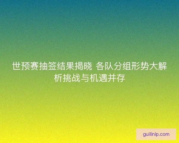 世预赛抽签结果揭晓 各队分组形势大解析挑战与机遇并存